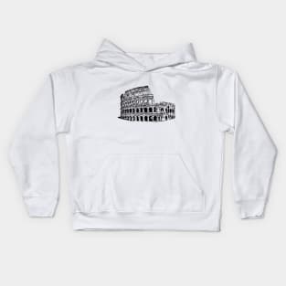 Lineart colosseum in Rome Kids Hoodie